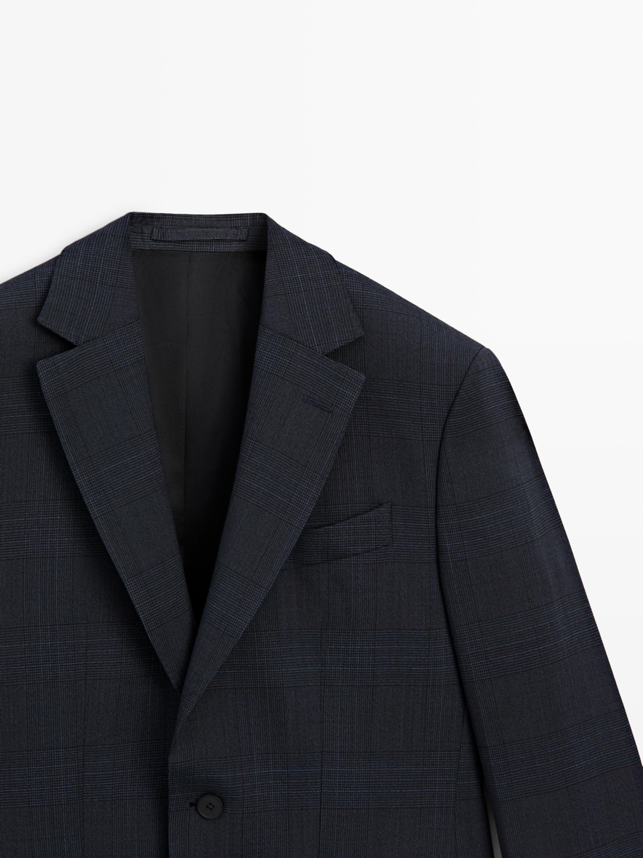 Veste de costume à carreaux en laine froide mélangée